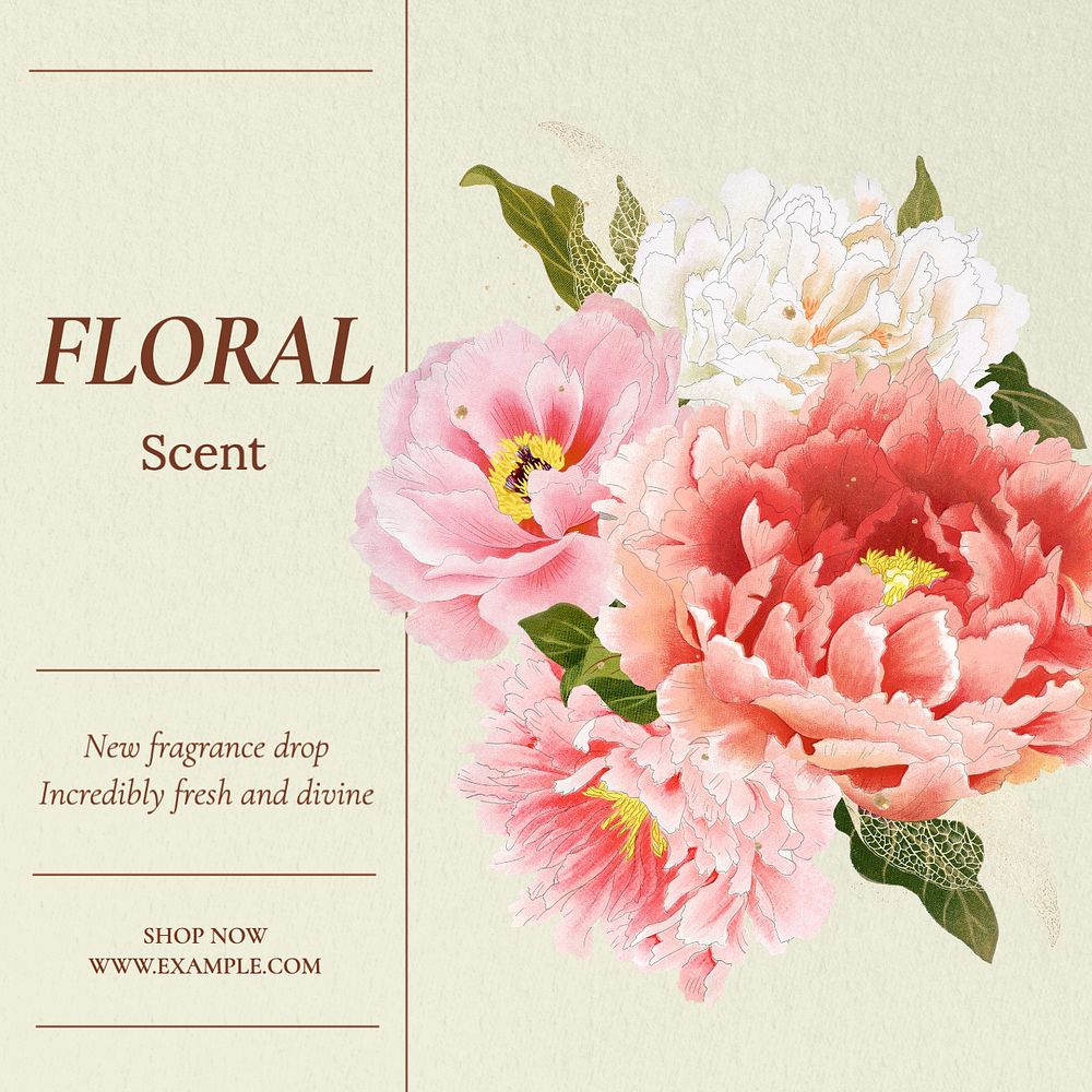 Floral perfume Instagram post template, editable text