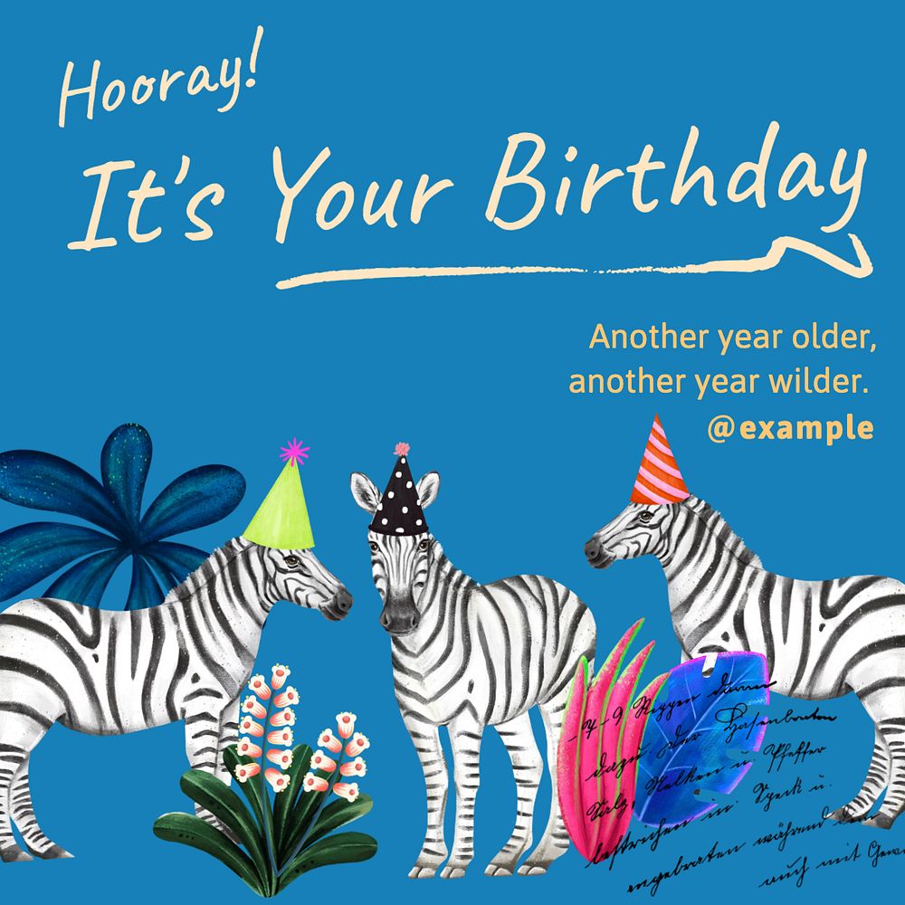 Birthday wish Instagram post template, editable text