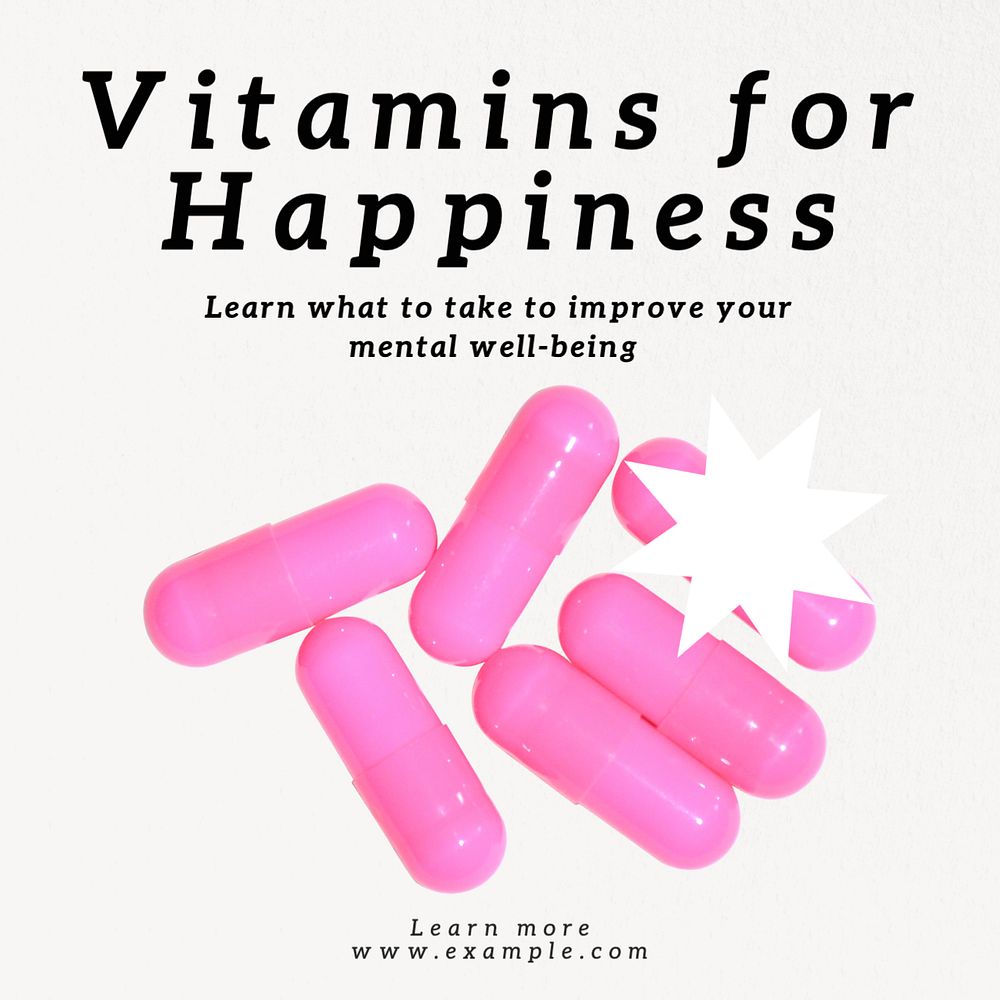 Vitamins Instagram post template, editable text