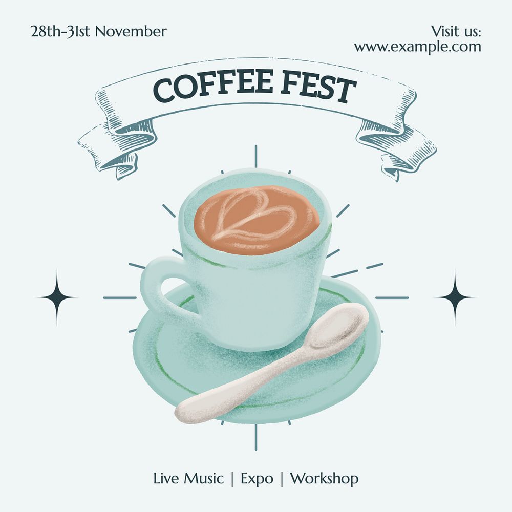 Coffee festival Instagram post template, editable text