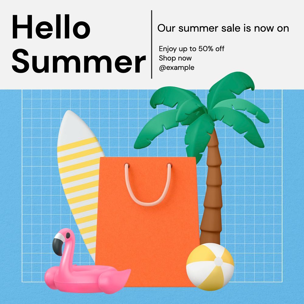 Summer sale Instagram post template, editable text