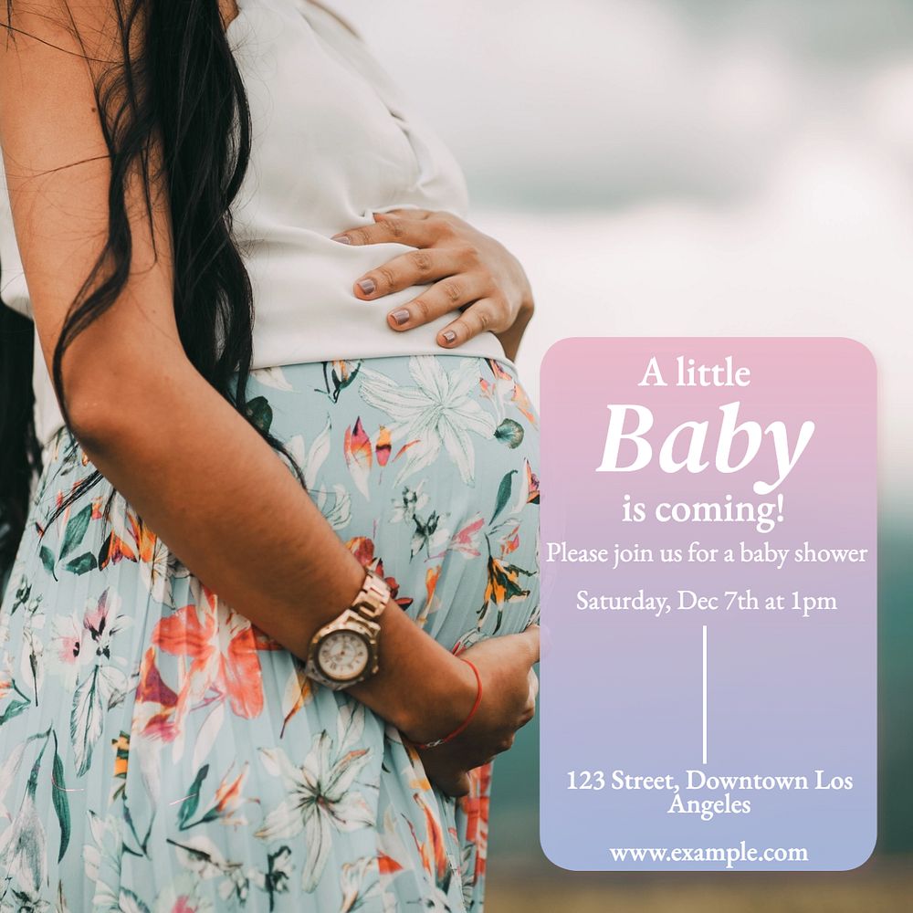 Little baby coming Instagram post template, editable text