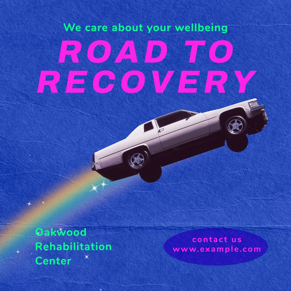 Road to recovery Instagram post template, editable text