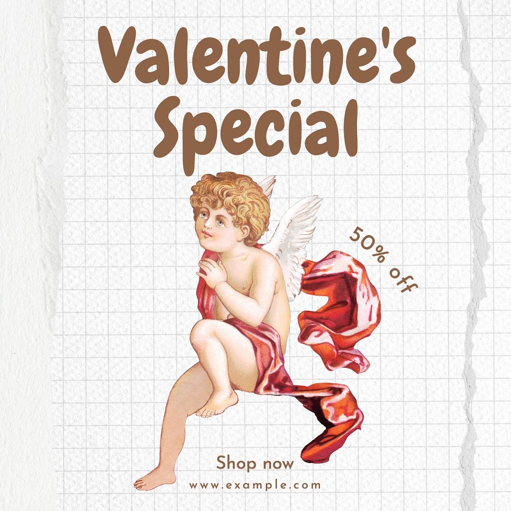 Valentine's special Instagram post template, editable text