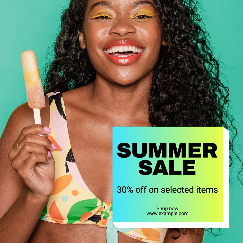 Summer sale fashion Instagram post template, editable text