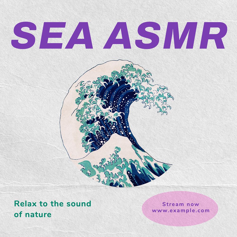 Sea ASMR Instagram post template, editable text