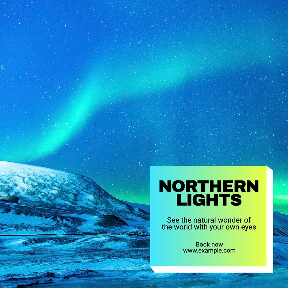 Northern Lights tour Instagram post template, editable text