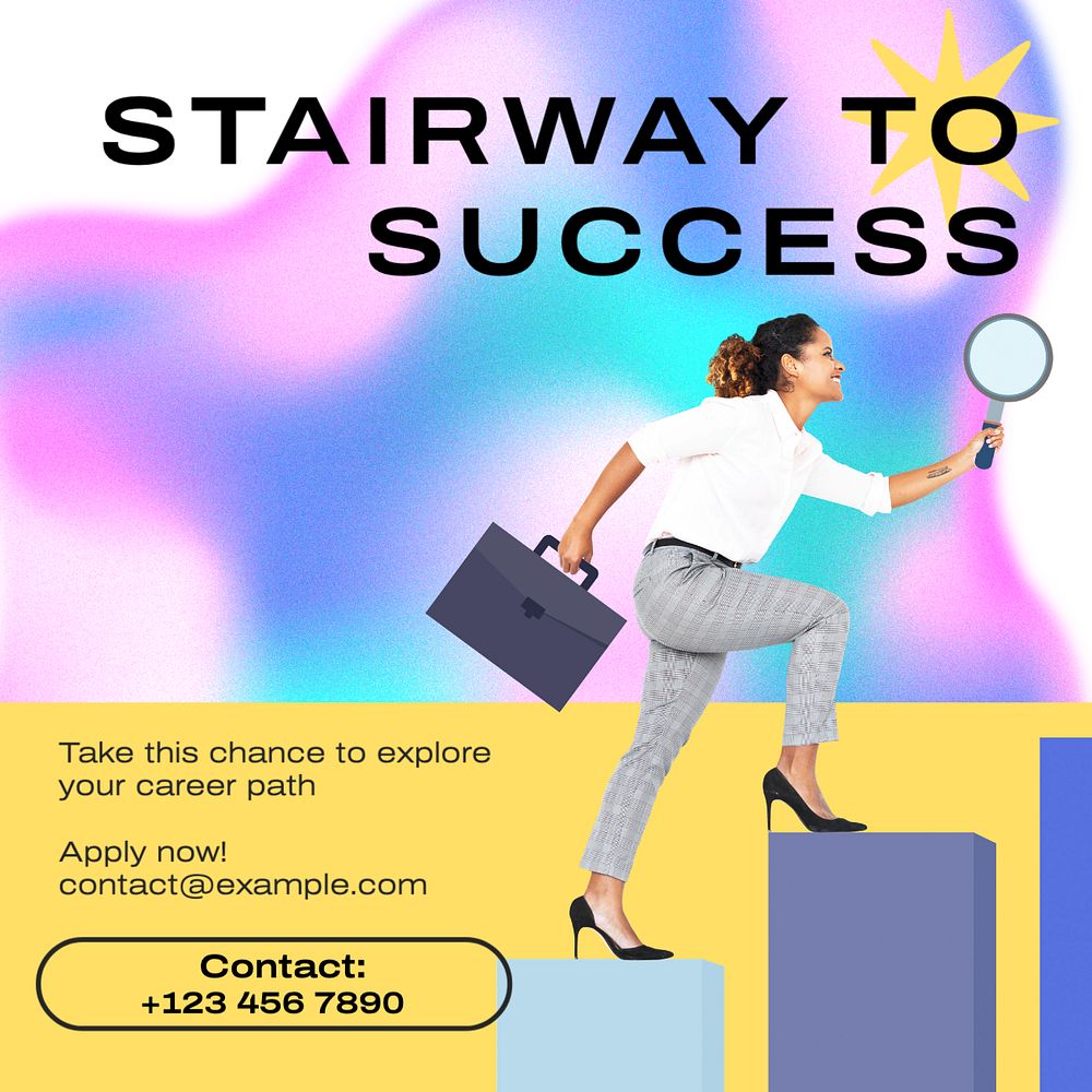 Stairway to success Instagram post template, editable text