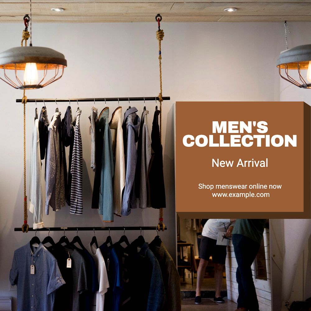 Men's collection Instagram post template, editable text