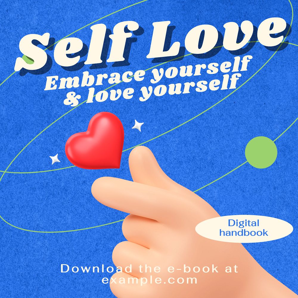 Self love ebook Instagram post template, editable text