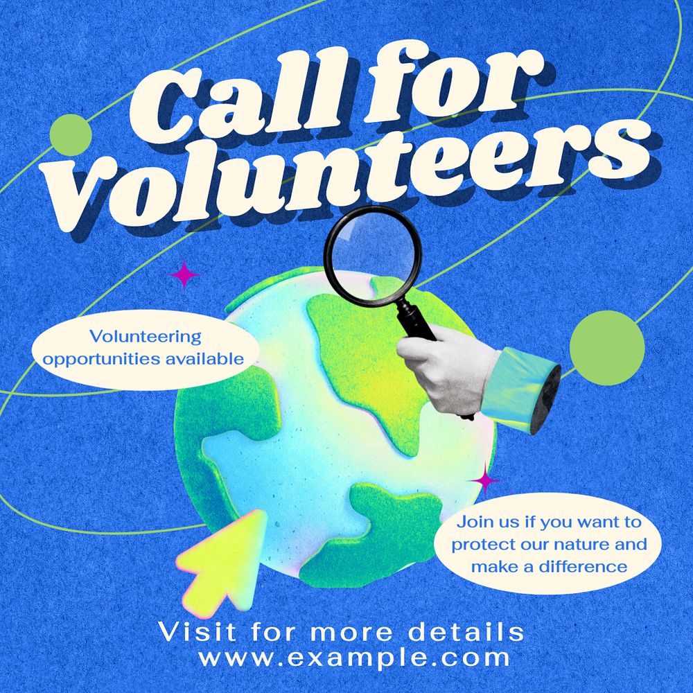 Call for volunteers Instagram post template, editable text