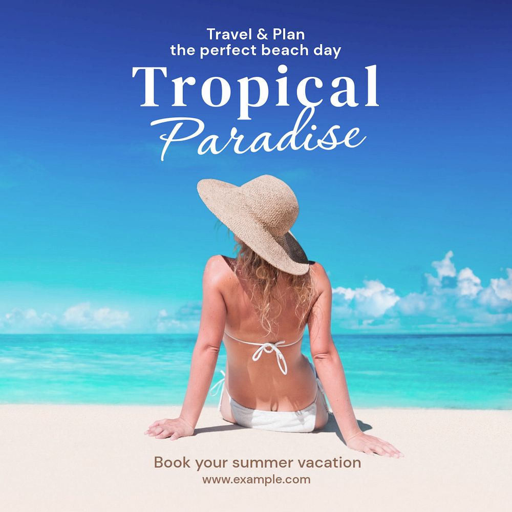 Summer vacation  Instagram post template, editable text