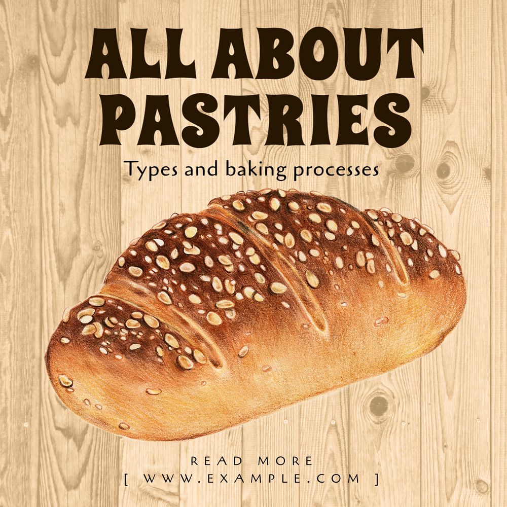 All about pastries Instagram post template, editable text