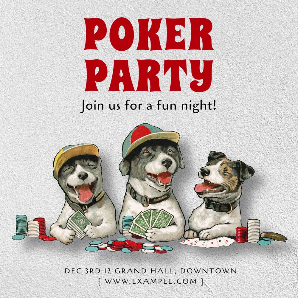 Poker party Instagram post template, editable text