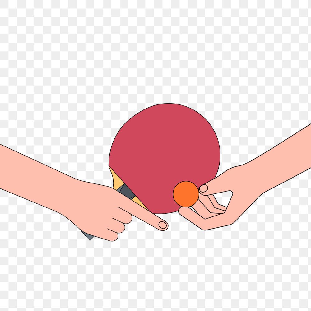 Hand hitting ping pong with paddles, sports illustration, editable design