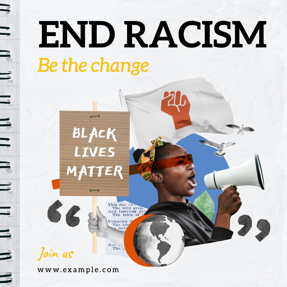 End racism Instagram post template, editable text