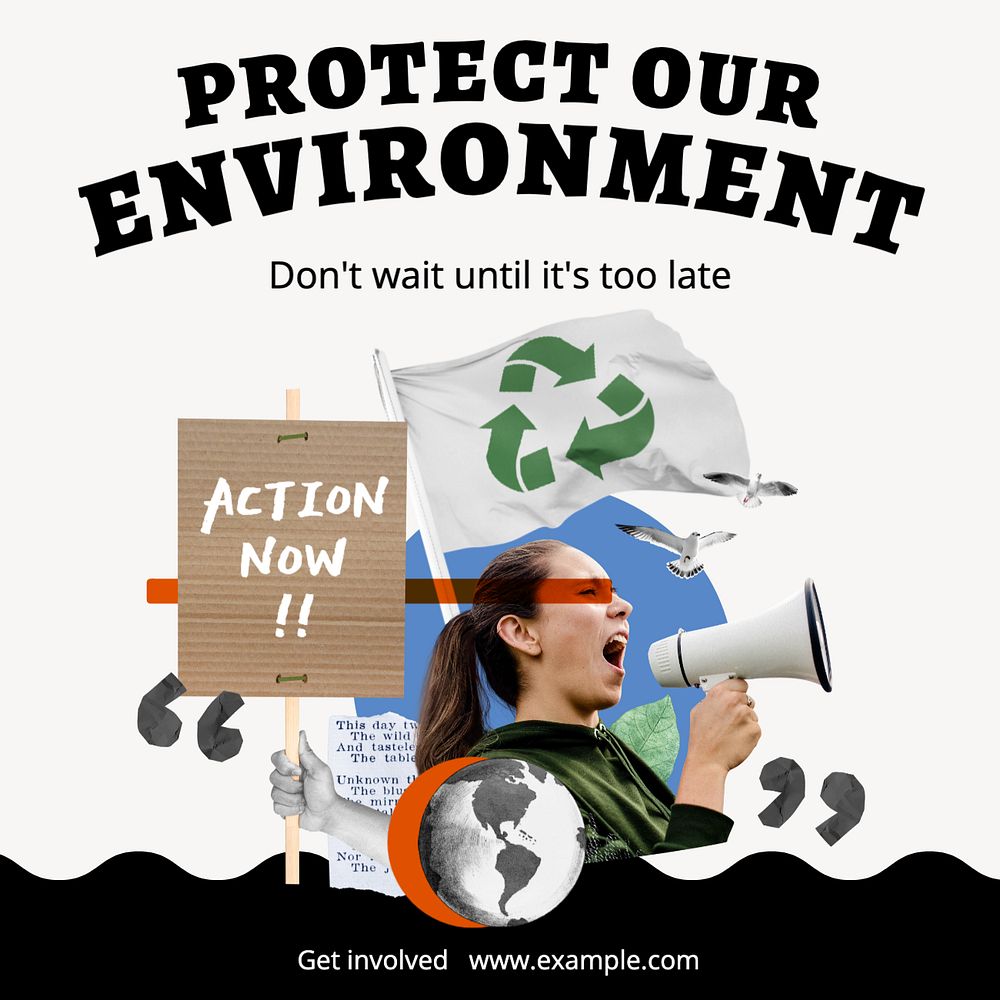 Protect the environment Instagram post template, editable text