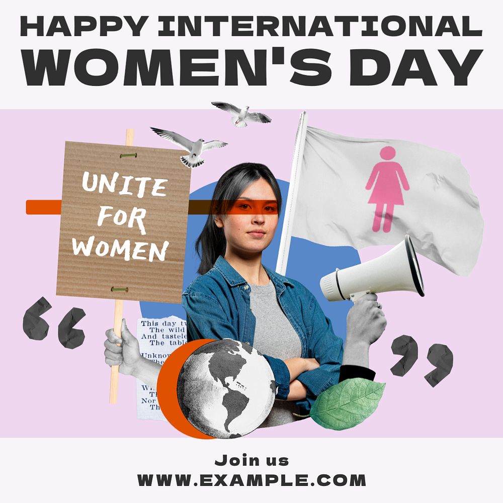 Women's day Instagram post template, editable text