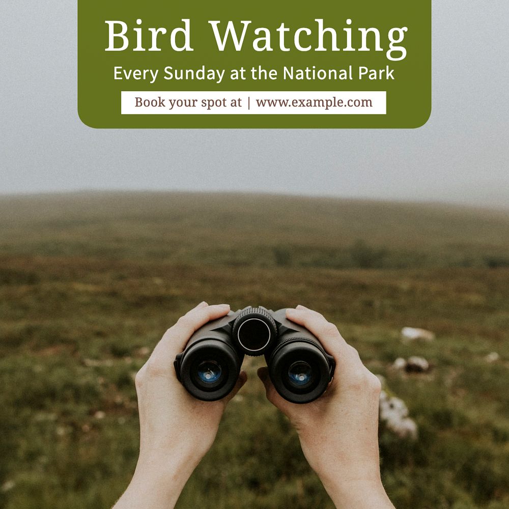 Bird watching Instagram post template, editable text