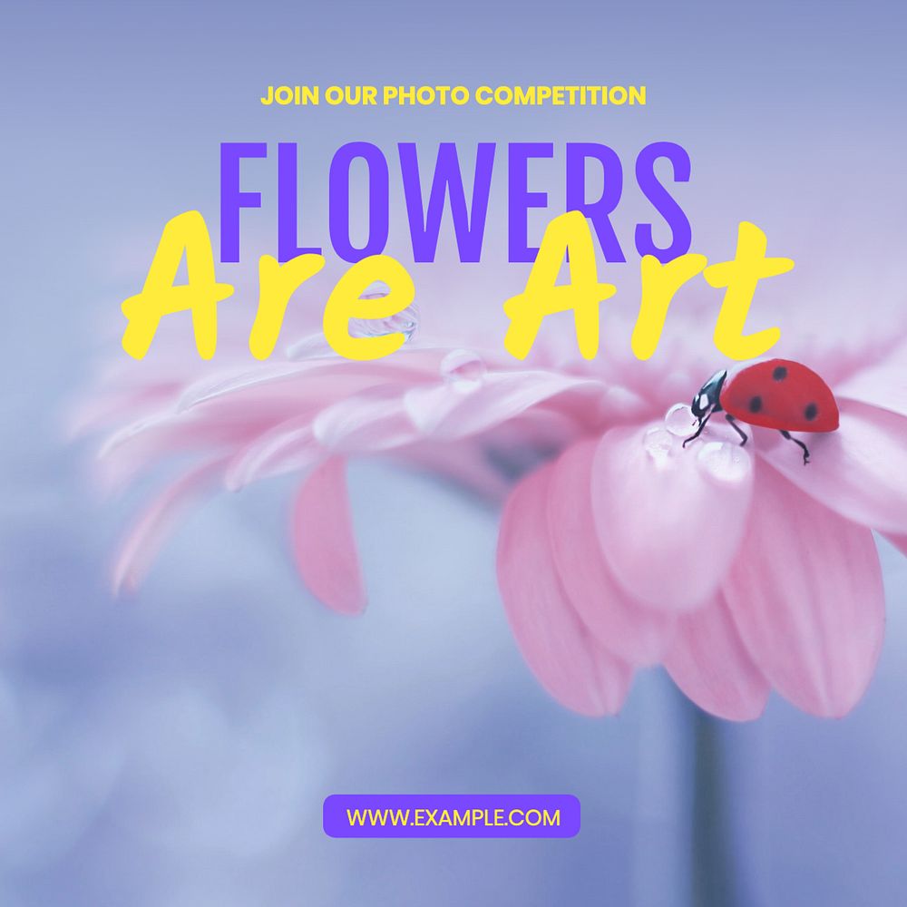 Flower art Instagram post template, editable text