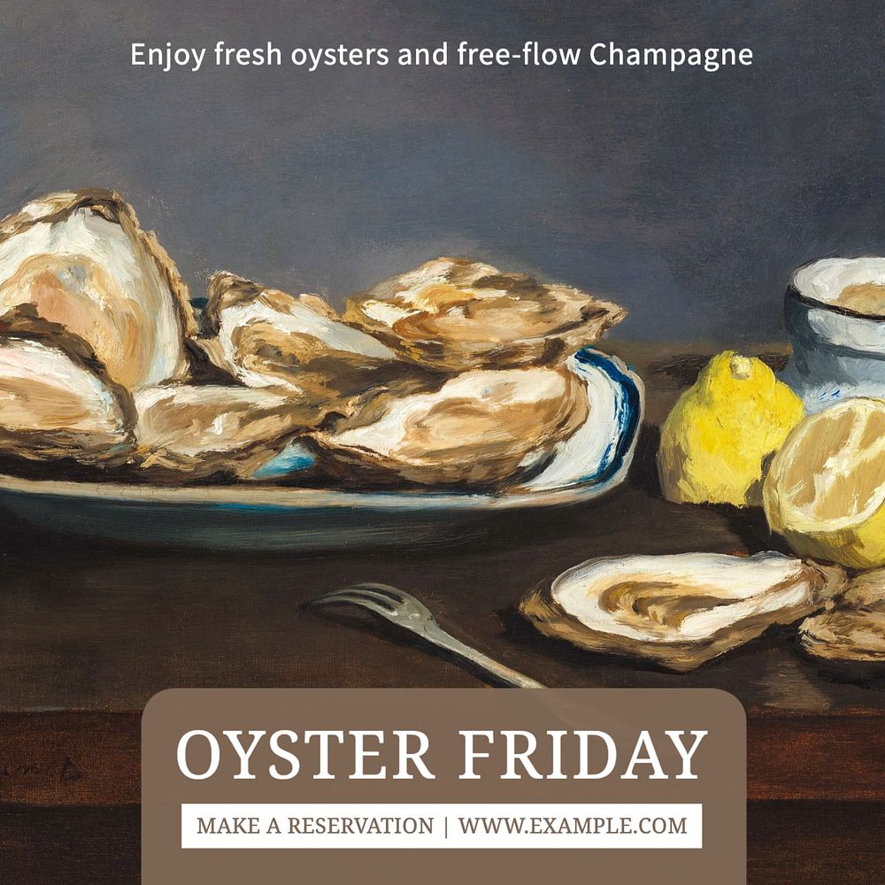 Oyster Friday Instagram post template, editable text