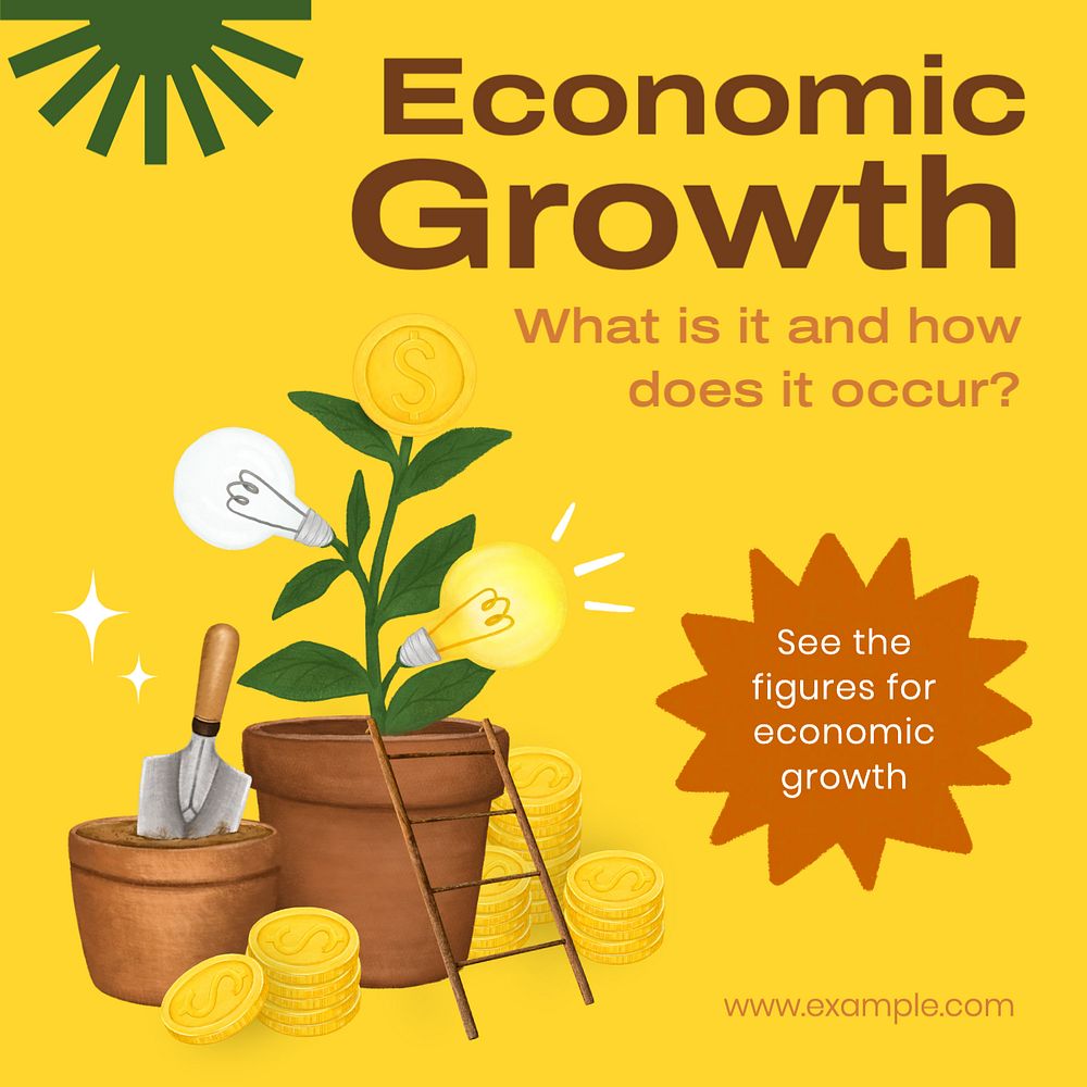 Economic growth Instagram post template, editable text