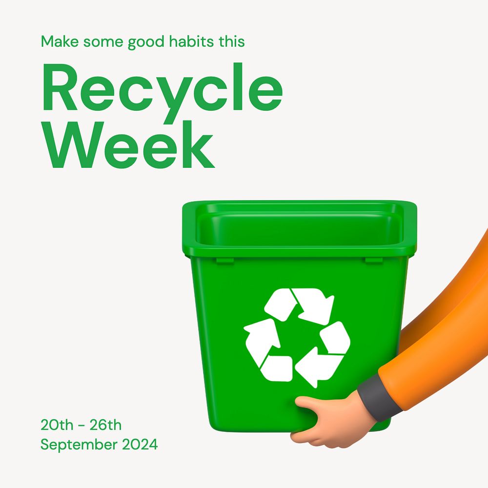 Recycle week Instagram post template, editable text