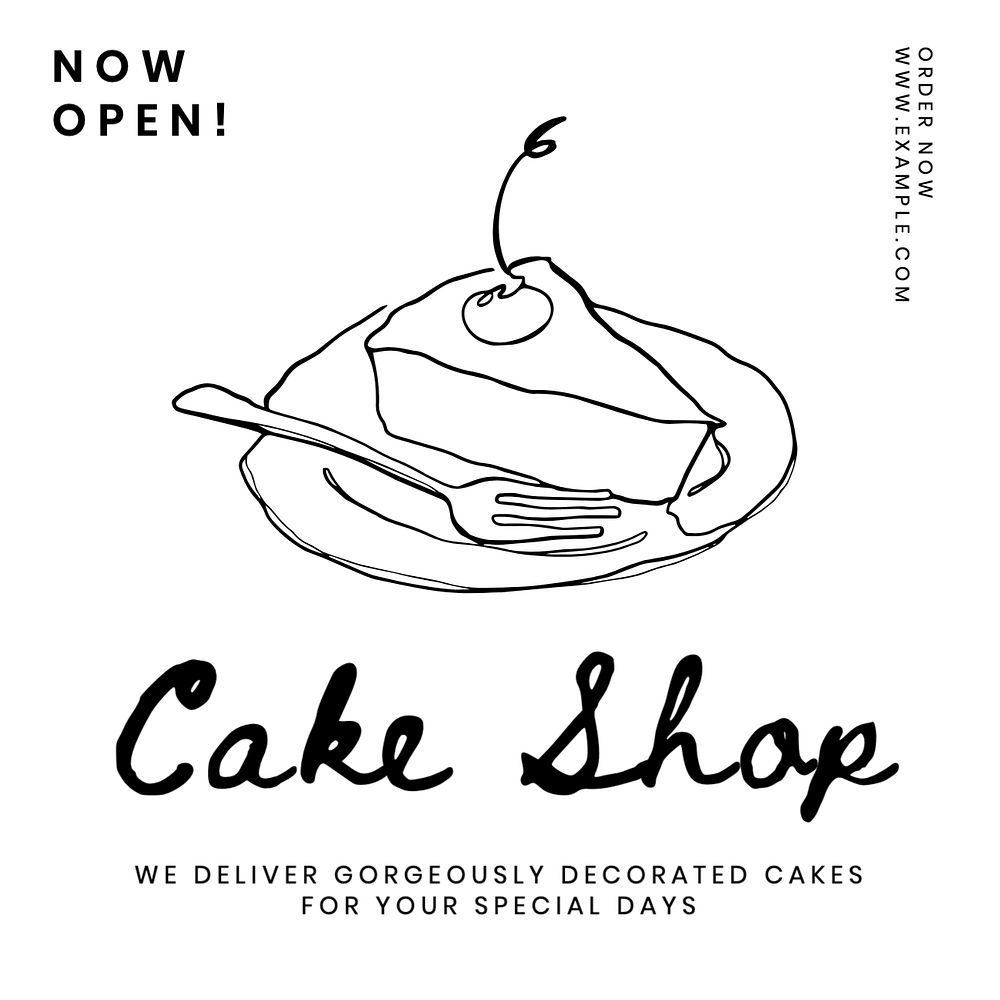 Cake shop Instagram post template, editable text