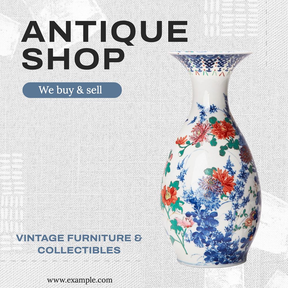 Antique shop Instagram post template, editable text