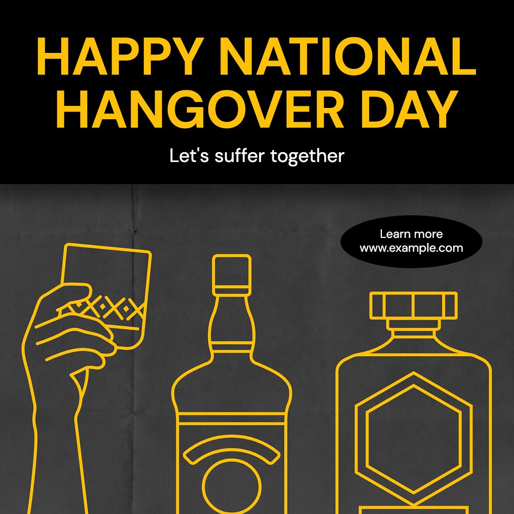 National hangover day Instagram post template, editable text