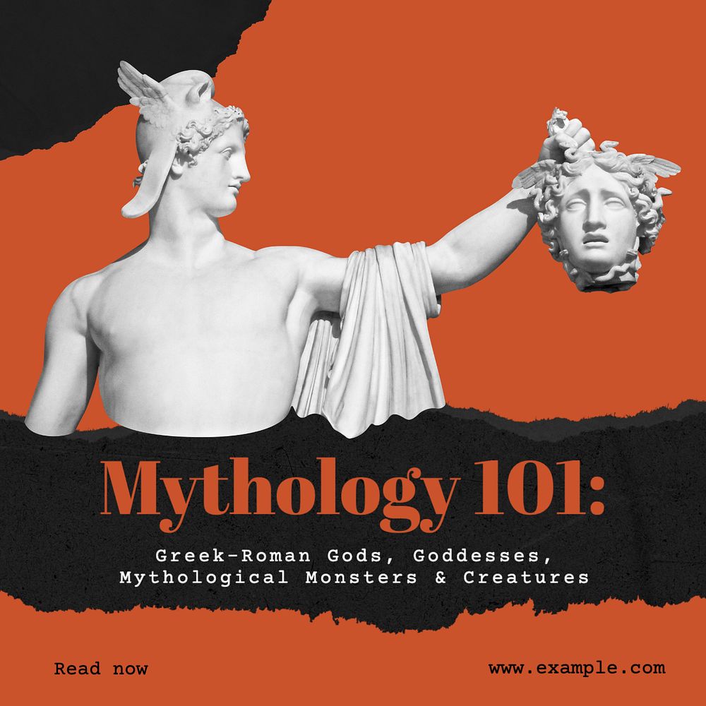 Mythology 101 Instagram post template, editable text