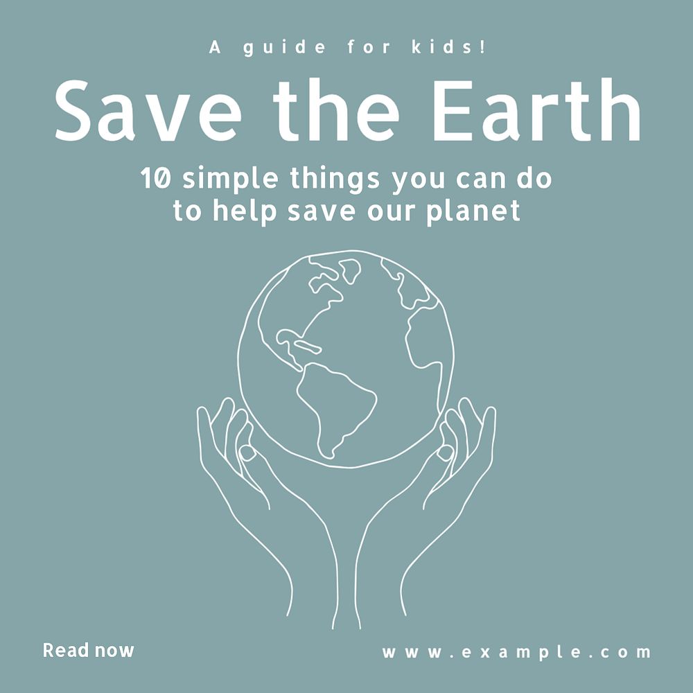 Save the earth Instagram post template, editable text