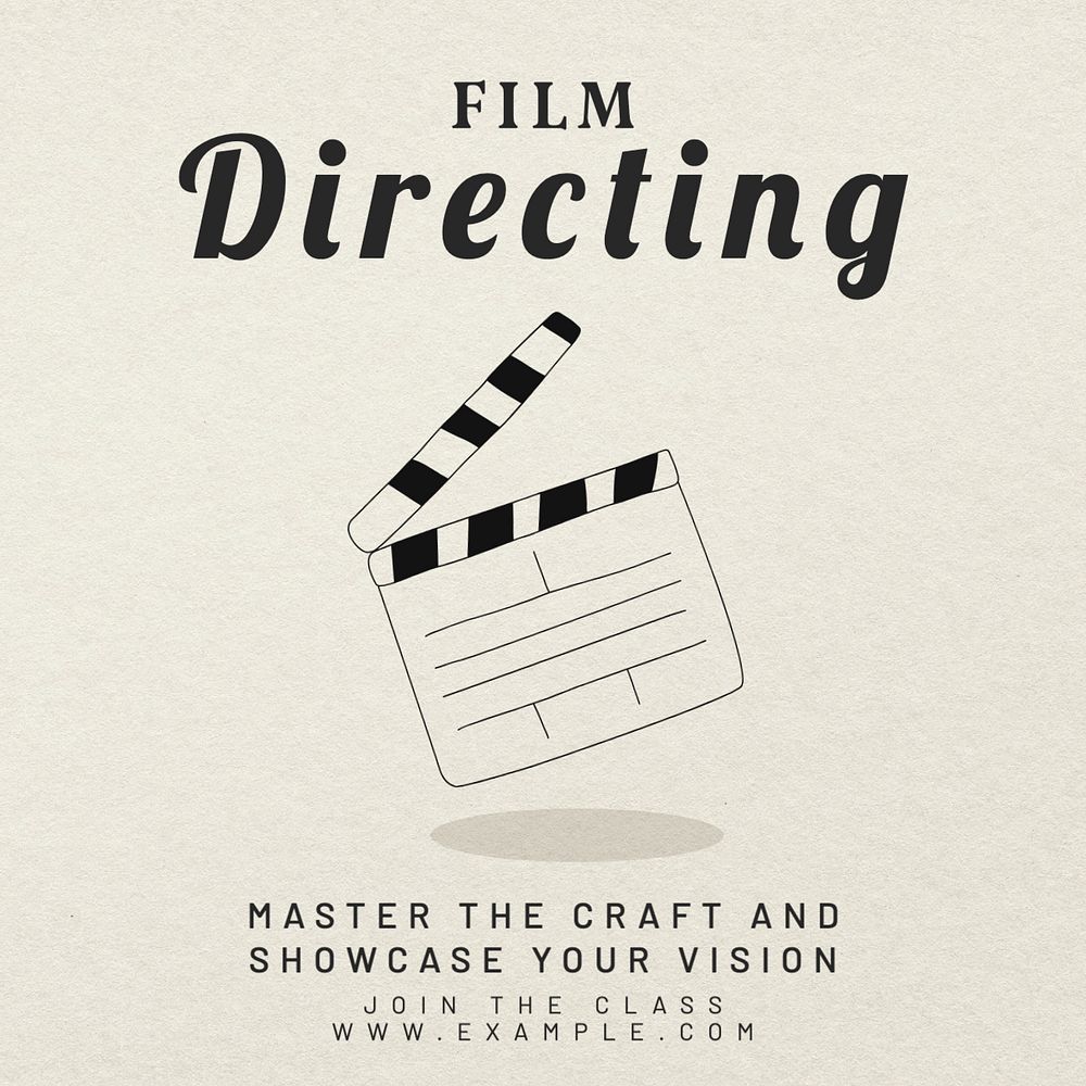 Film directing class Instagram post template, editable text