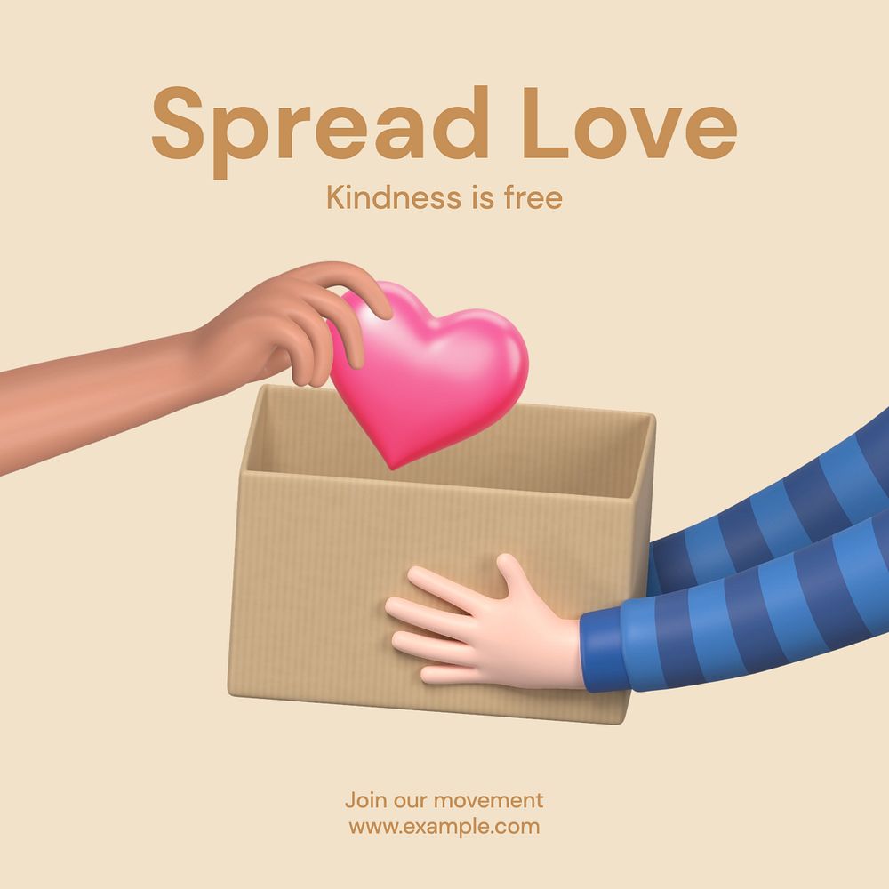 Spread love Instagram post template, editable text