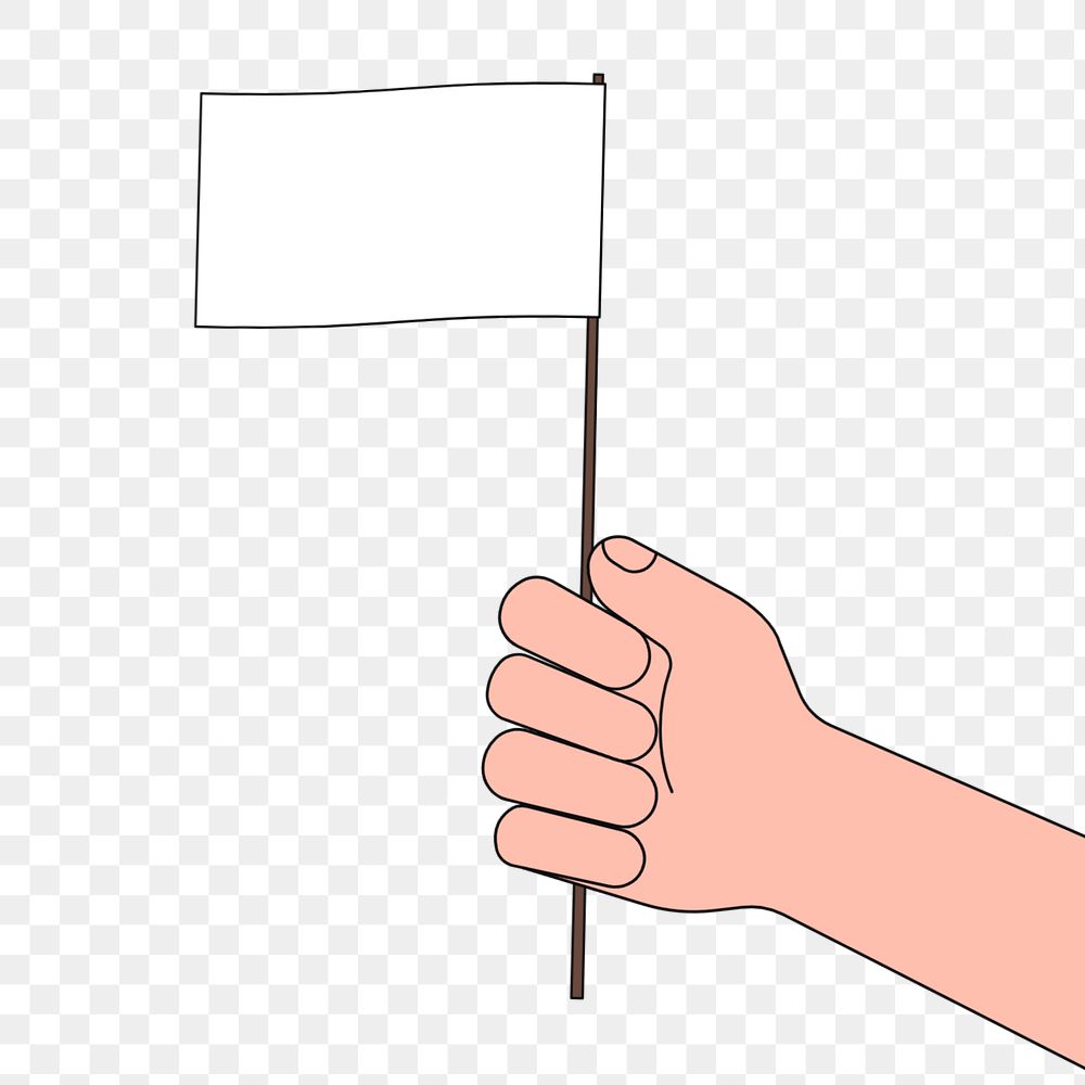 Hand holding white flag, surrender sign, editable design