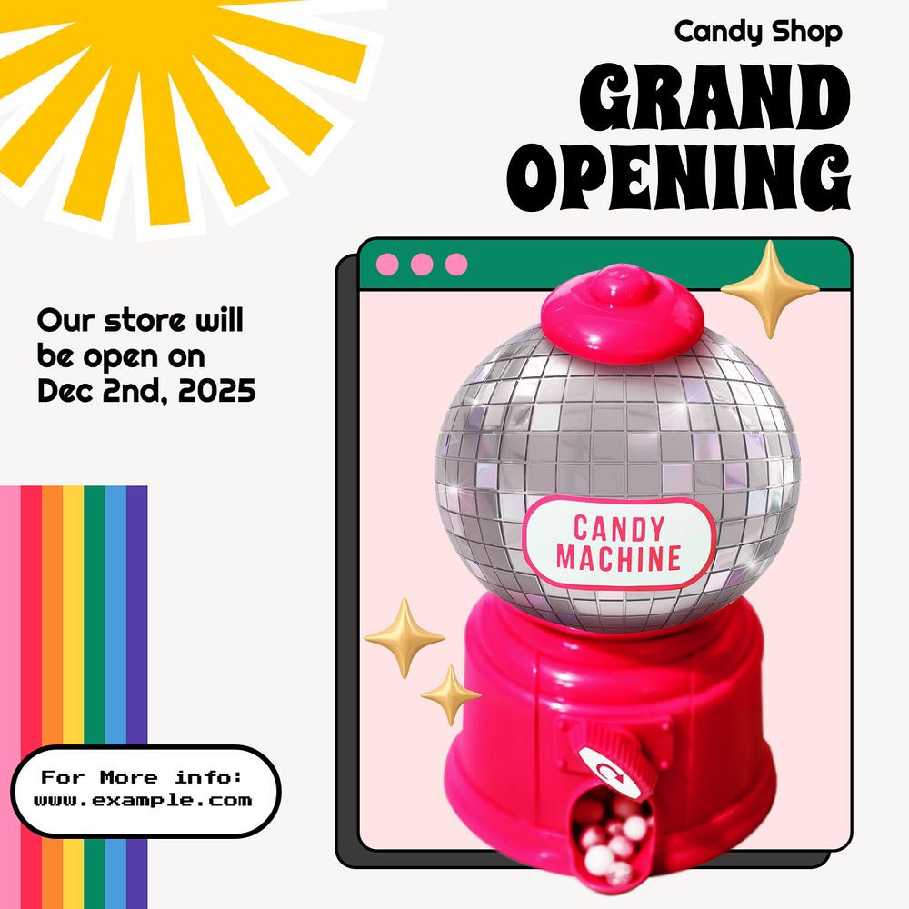 Grand opening Instagram post template, editable text