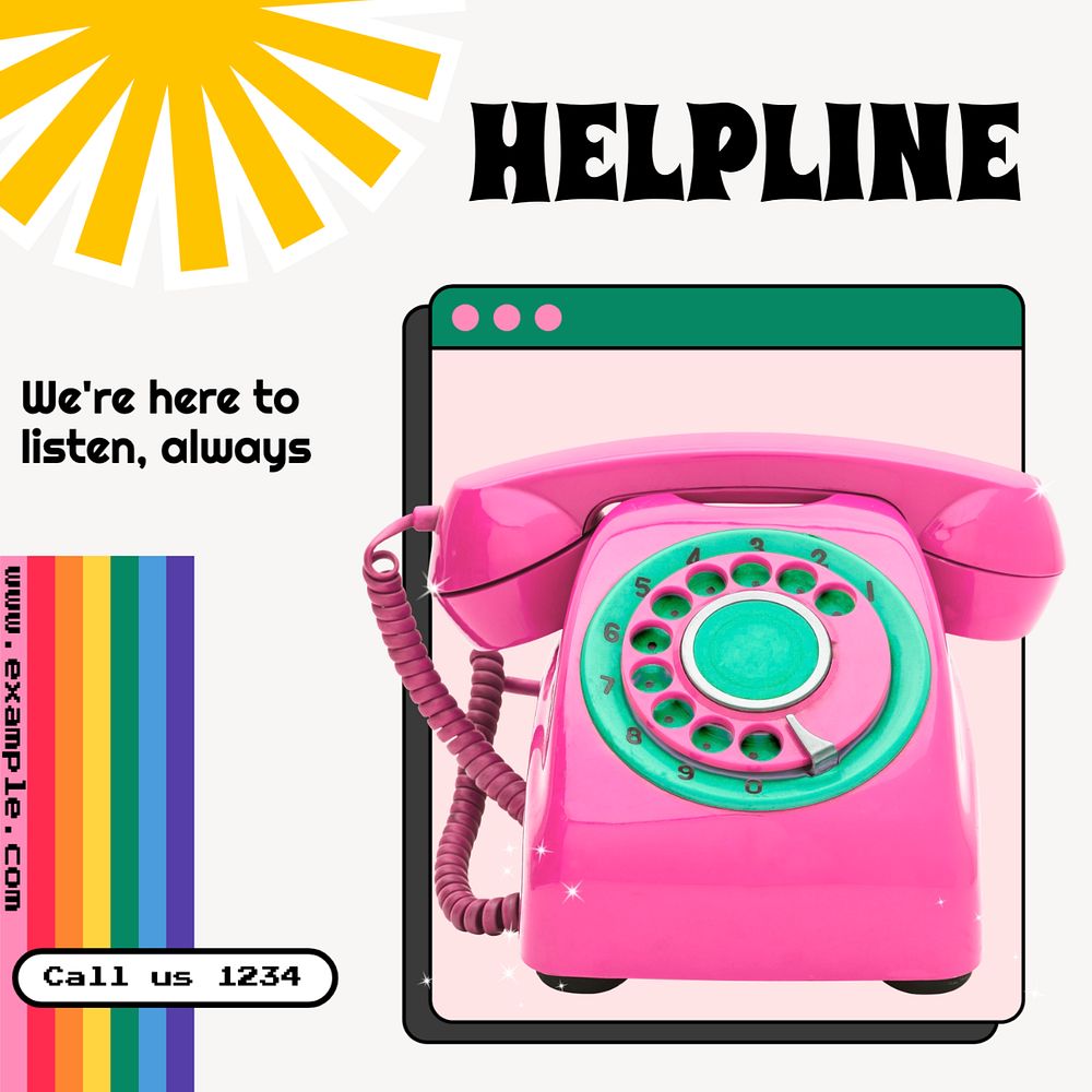 Helpline Instagram post template, editable text