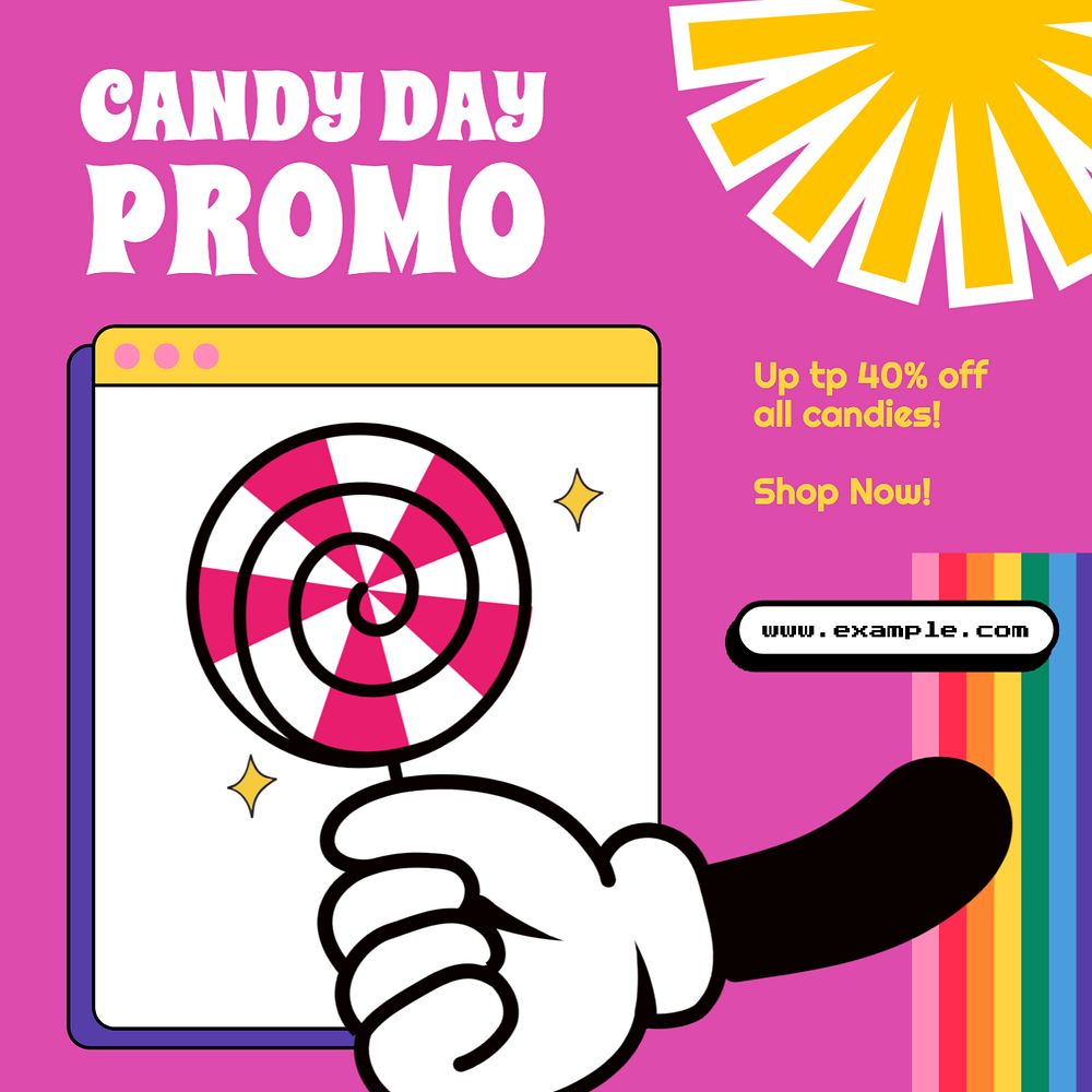 Candy day promo Instagram post template, editable text