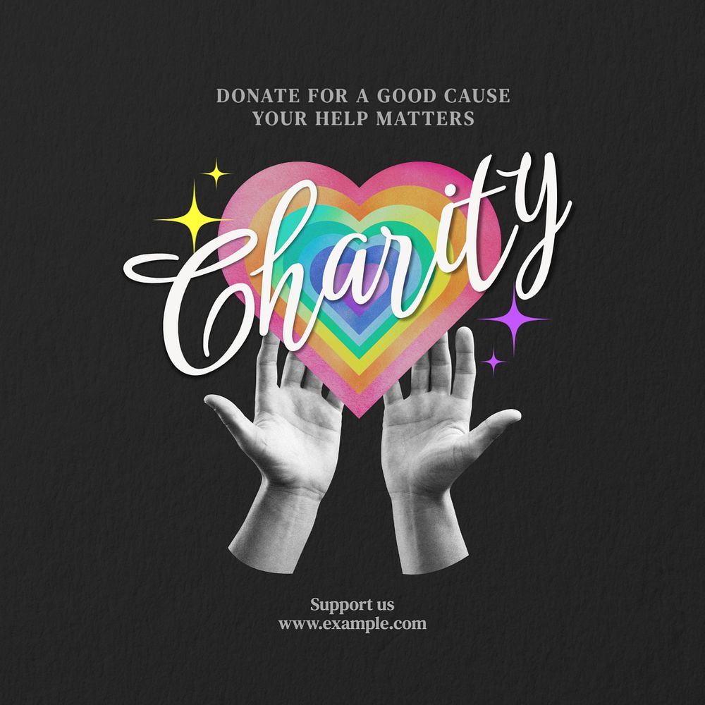 Charity Instagram post template, editable text