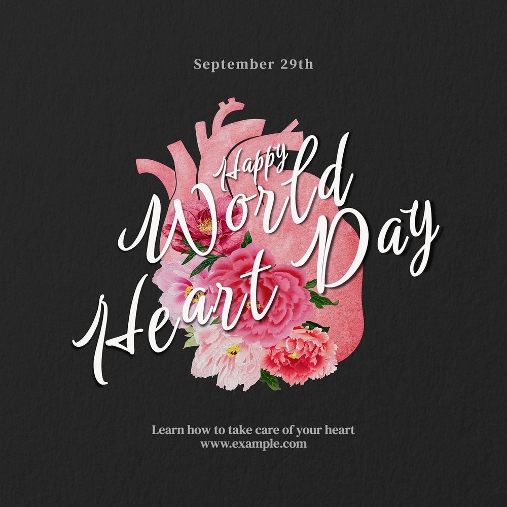 World heart day Instagram post template, editable text