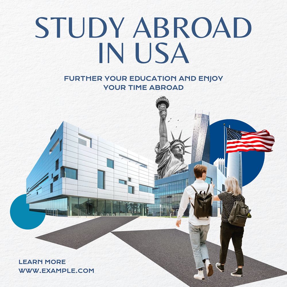 Study abroad Instagram post template, editable text