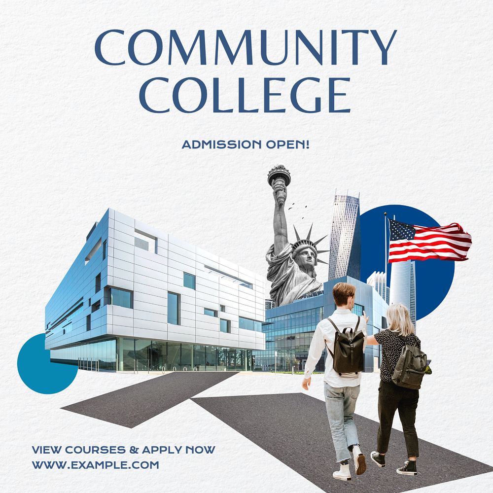 Community college Instagram post template, editable text