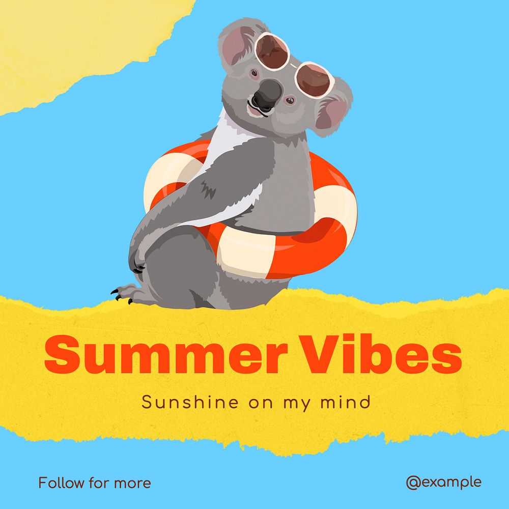 Summer quote Instagram post template, editable text