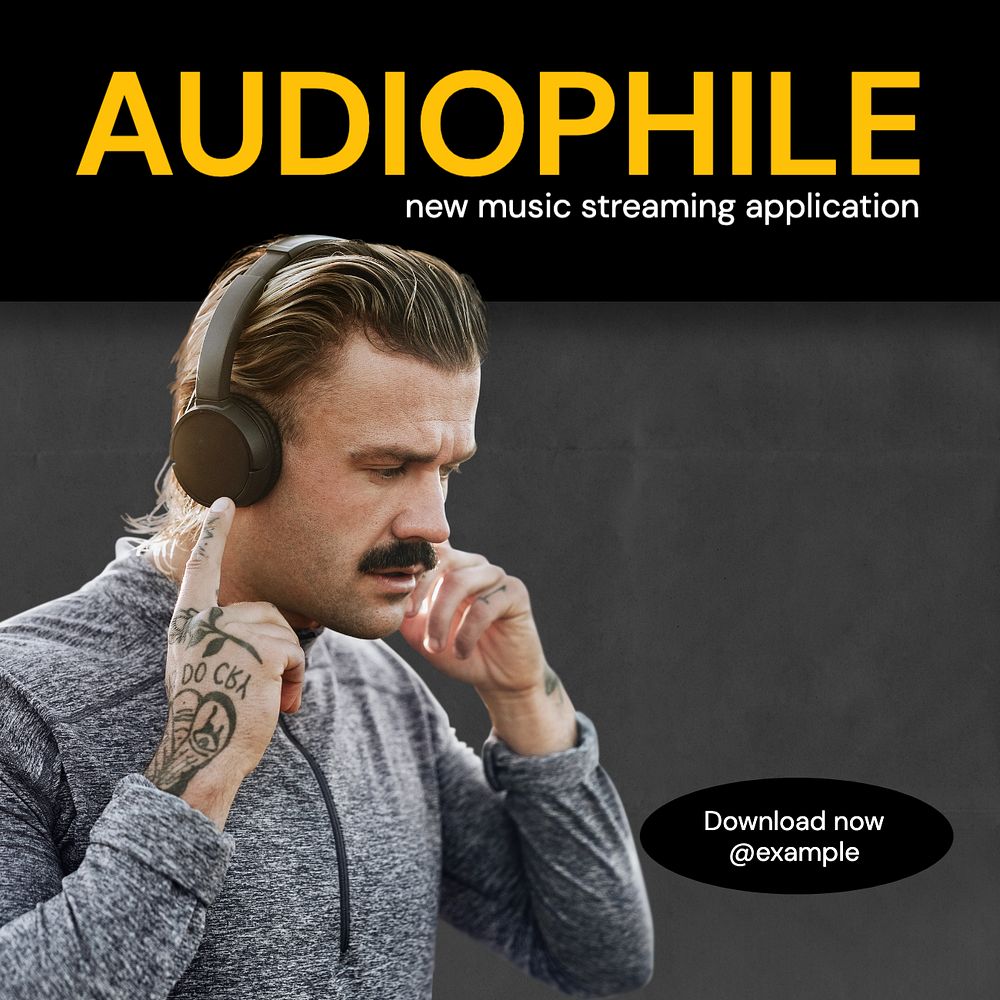 Audiophile Instagram post template, editable text