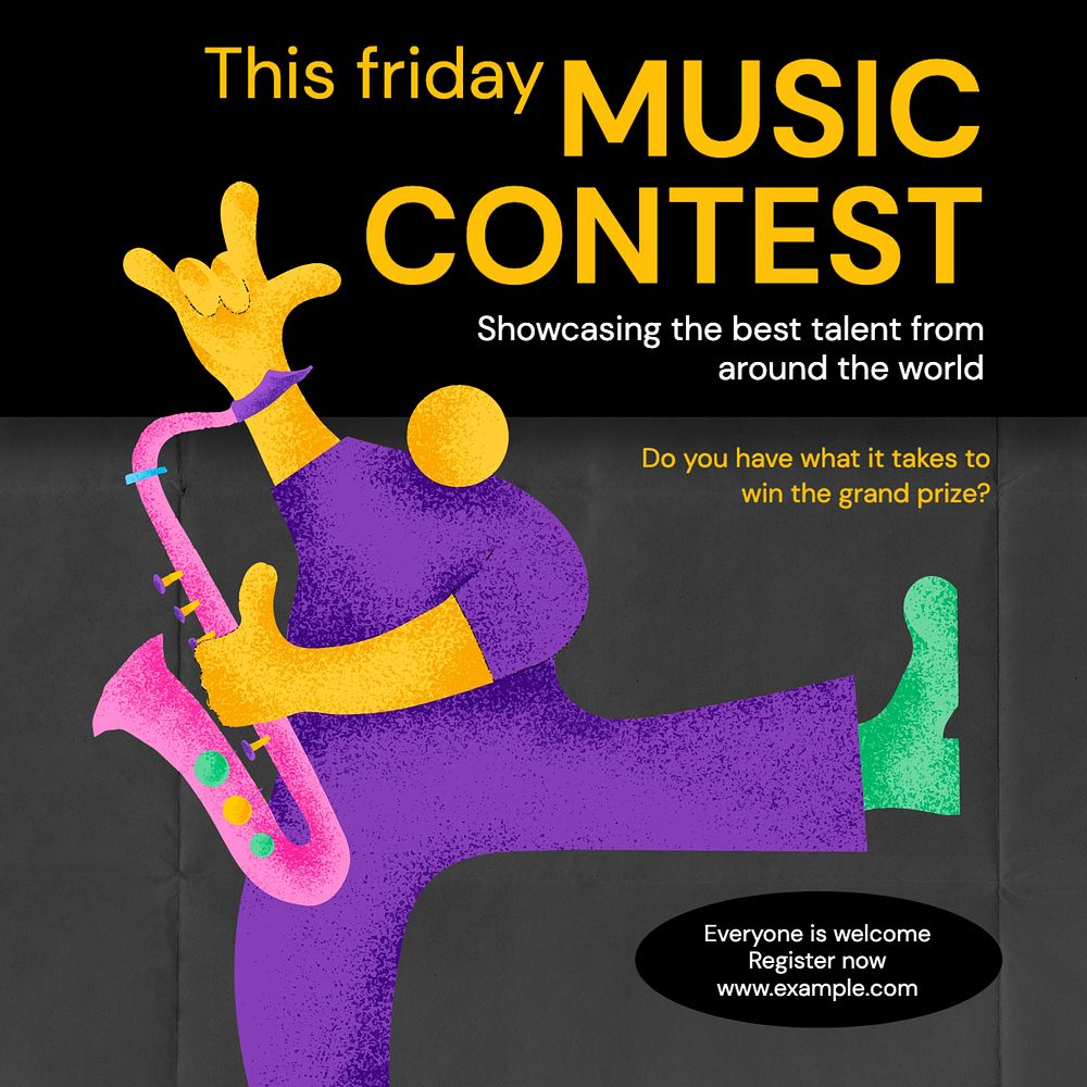 Music contest Instagram post template, editable text