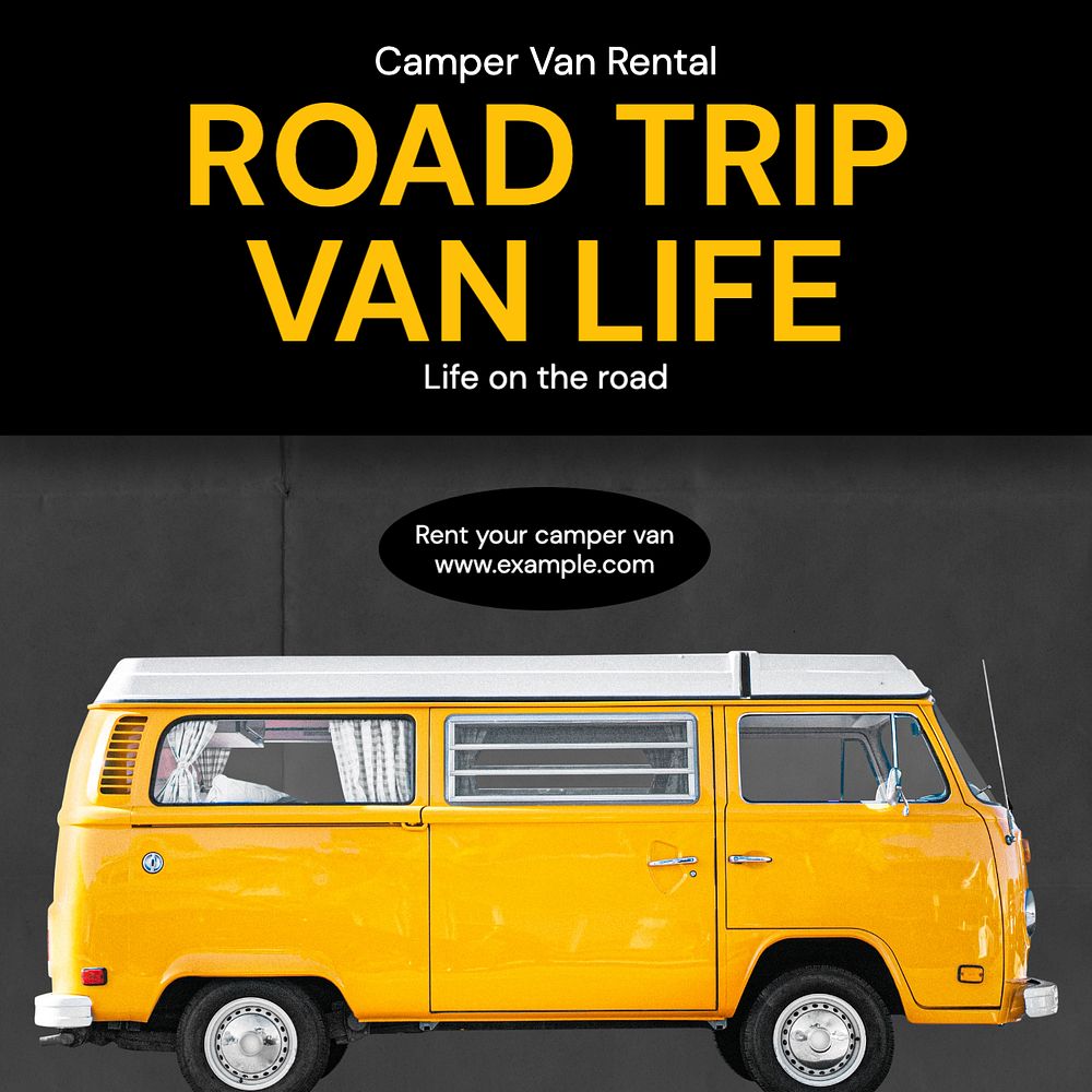 Van life Instagram post template, editable text