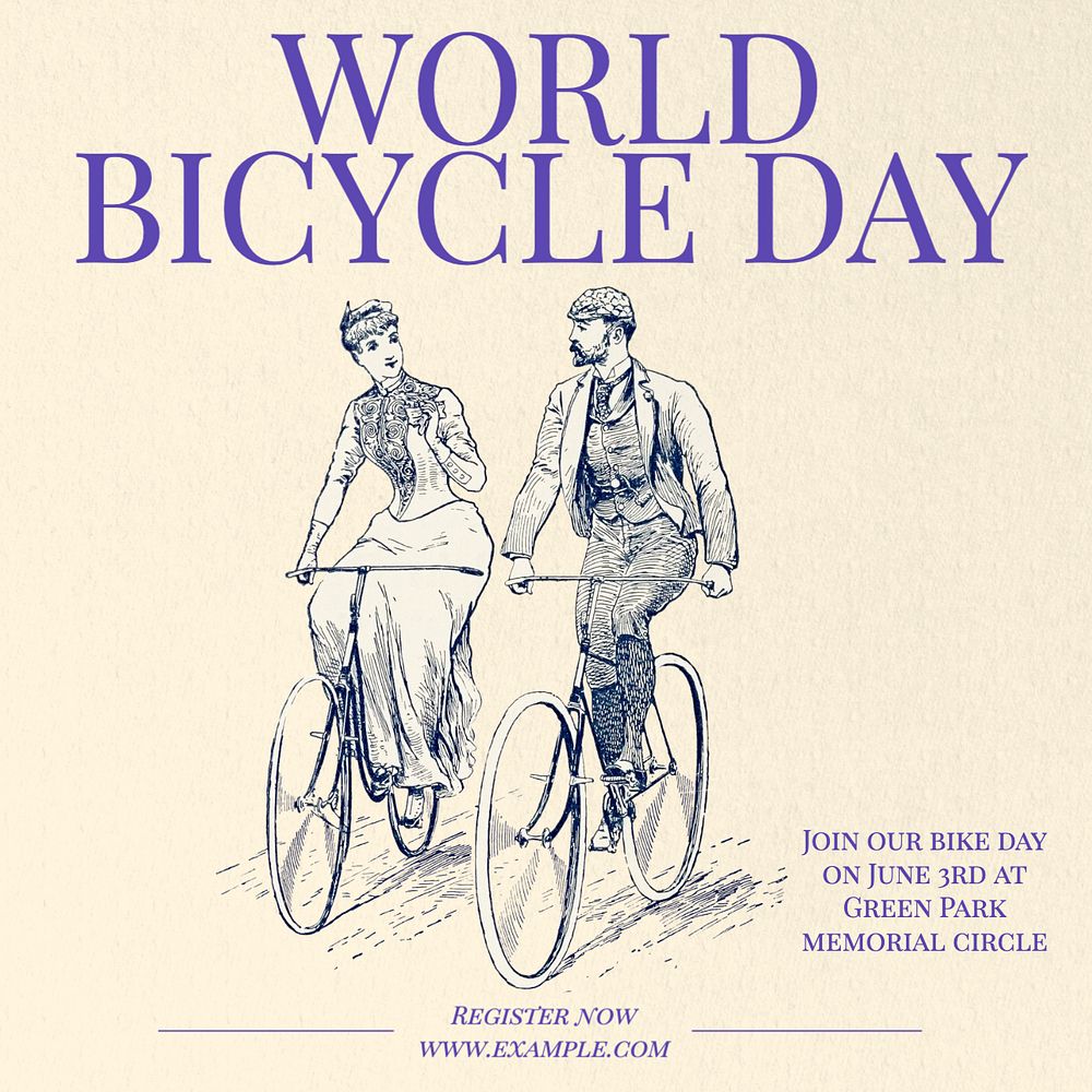 World bicycle day Instagram post template, editable text