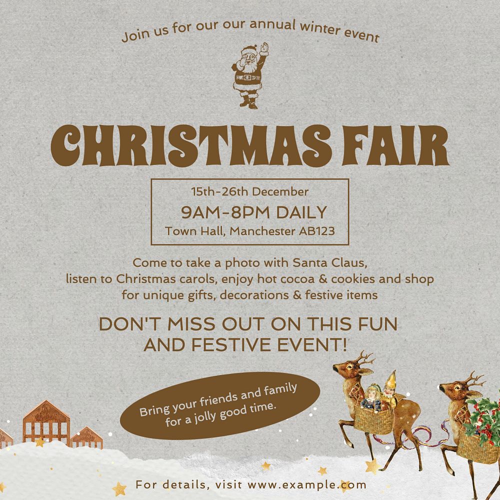 Christmas fair Instagram post template, editable text