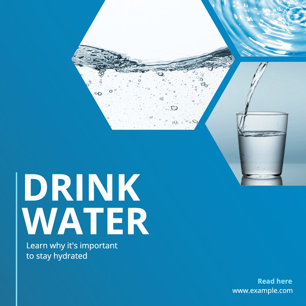 Drink water Instagram post template, editable text