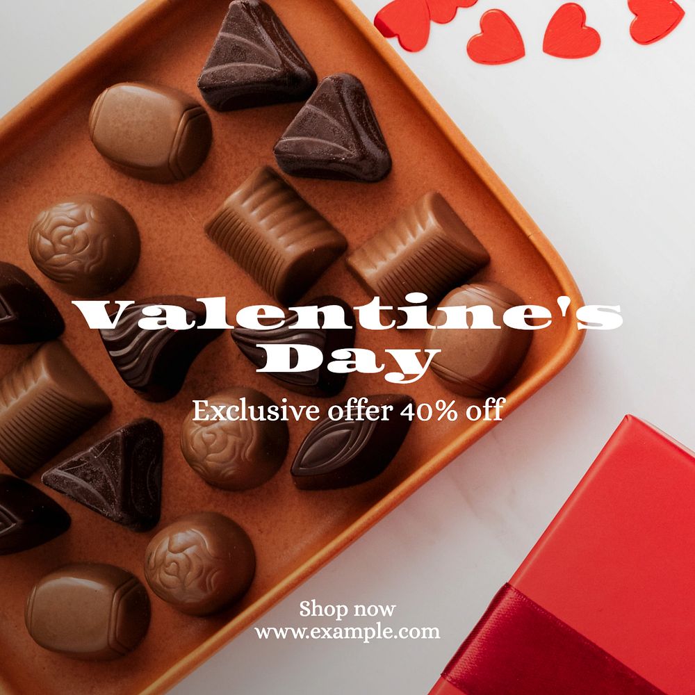 Valentine's day sale Instagram post template, editable text